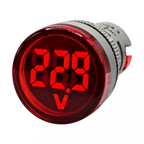 100789 mini voltímetro digital rojo para tablero – Ø 22 mm 100789 mini voltímetro digital rojo para tablero – Ø 22 mm