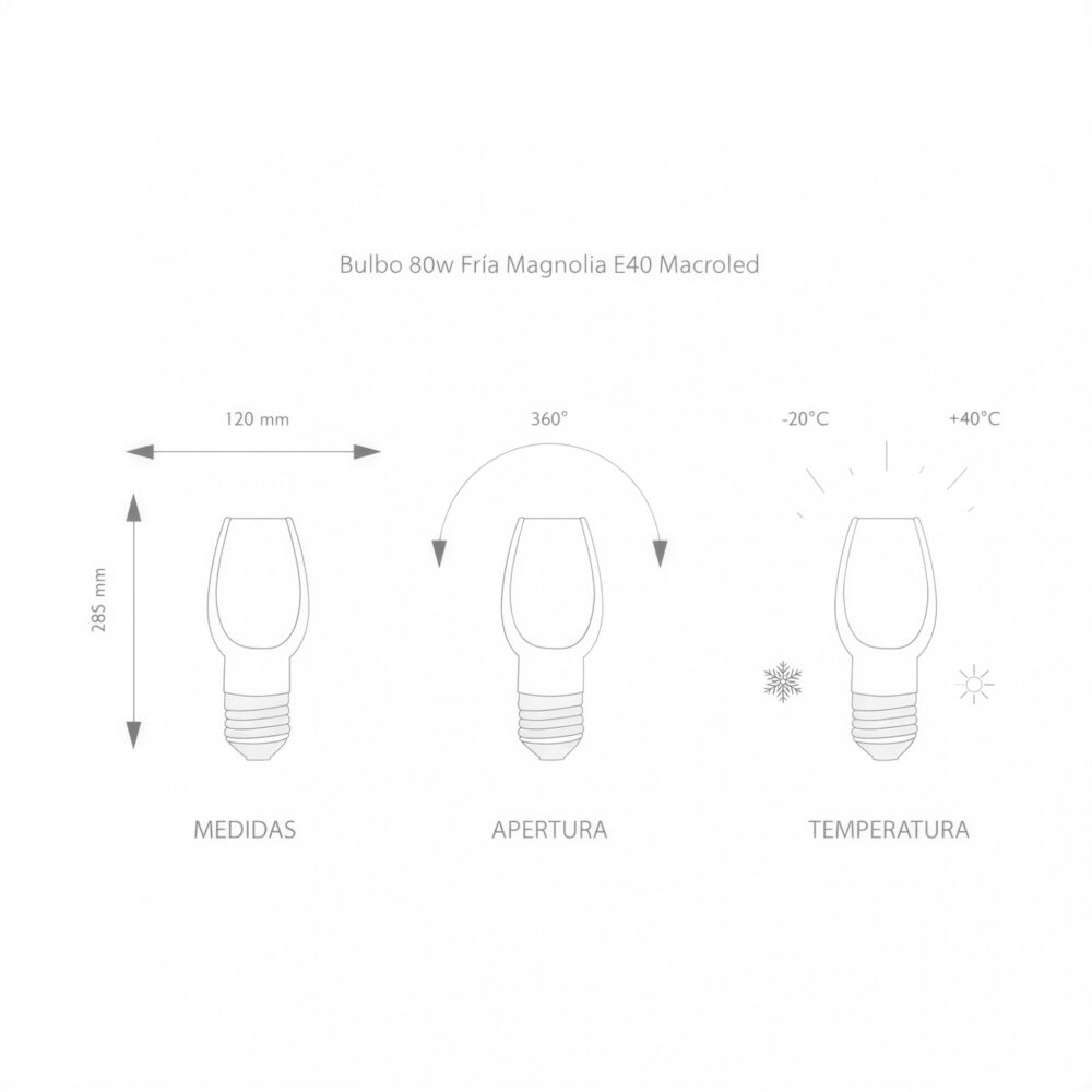 lampara led magnolia 80w e40 luz fria