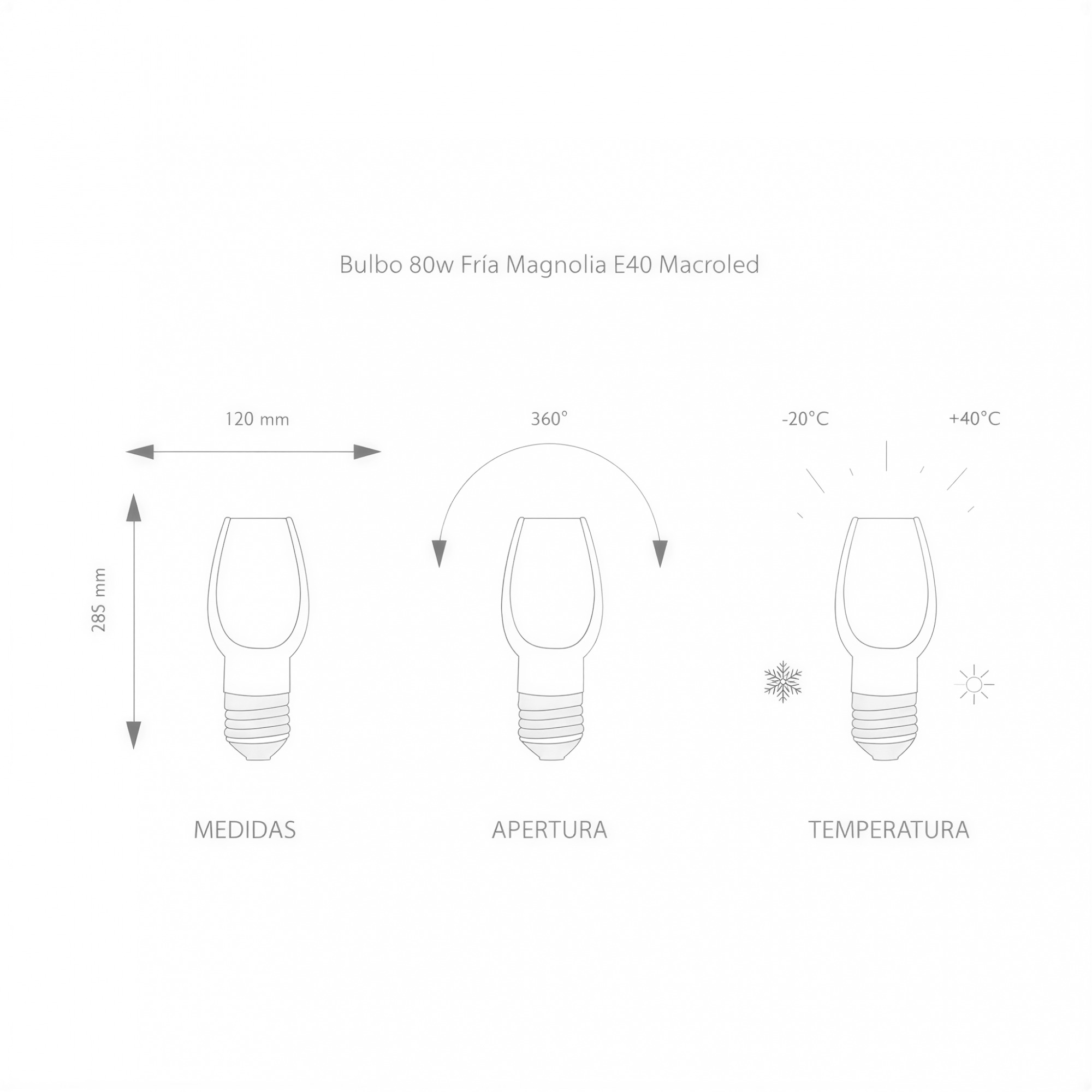 lampara led magnolia 80w e40 luz fria