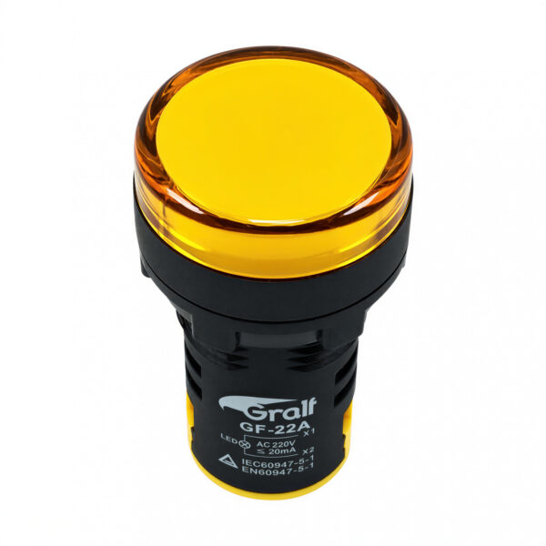 105179 piloto indicador luminoso amarillo 22mm 220v ip65 tablero