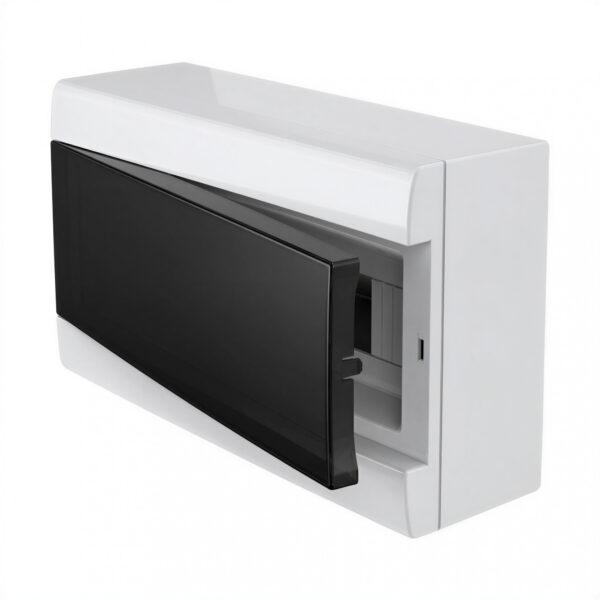 107081 caja de exterior 8 módulos din puerta fumé – sobreponer pvc