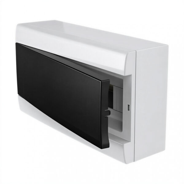 107086 caja exterior sobreponer 48 módulos din puerta fumé pvc