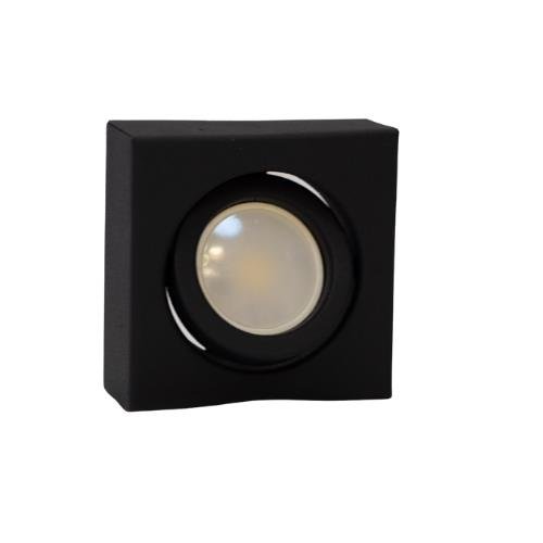 PLAFON QUB CUADRADO ALUMINIO NEGRO PARA DICRO CARDANICO LARGO GU10