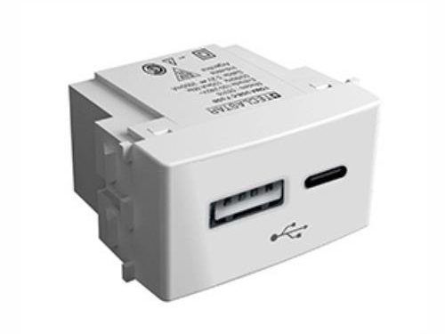 MODULO CARGADOR USB + USB TIPO C BLANCO