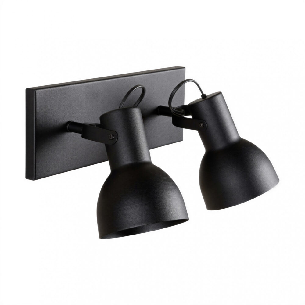 aplique con pantalla 2 luces negro e27