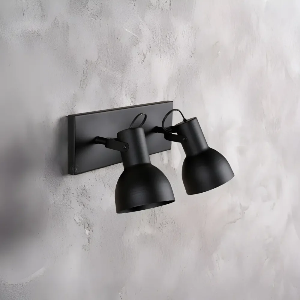 aplique con pantalla 2 luces negro e27