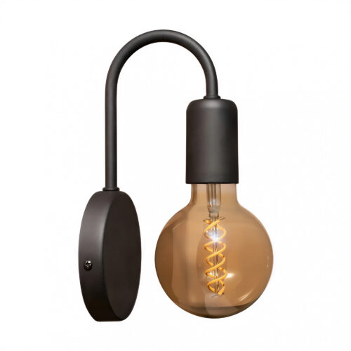 aplique de brazo curvo 1 luz negro e27
