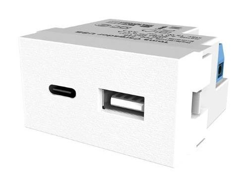 MODULO PLATINUM CARGADOR USB + USB-C 3A DOBLE BLANCO