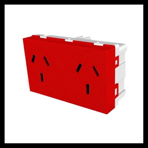 MODULO PLATINUM TOMACORRIENTE DOBLE ROJO