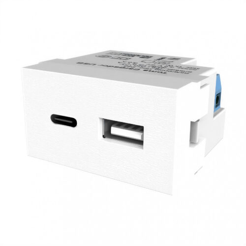 111454 modulo platinum cargador usb + usb c 3a doble blanco