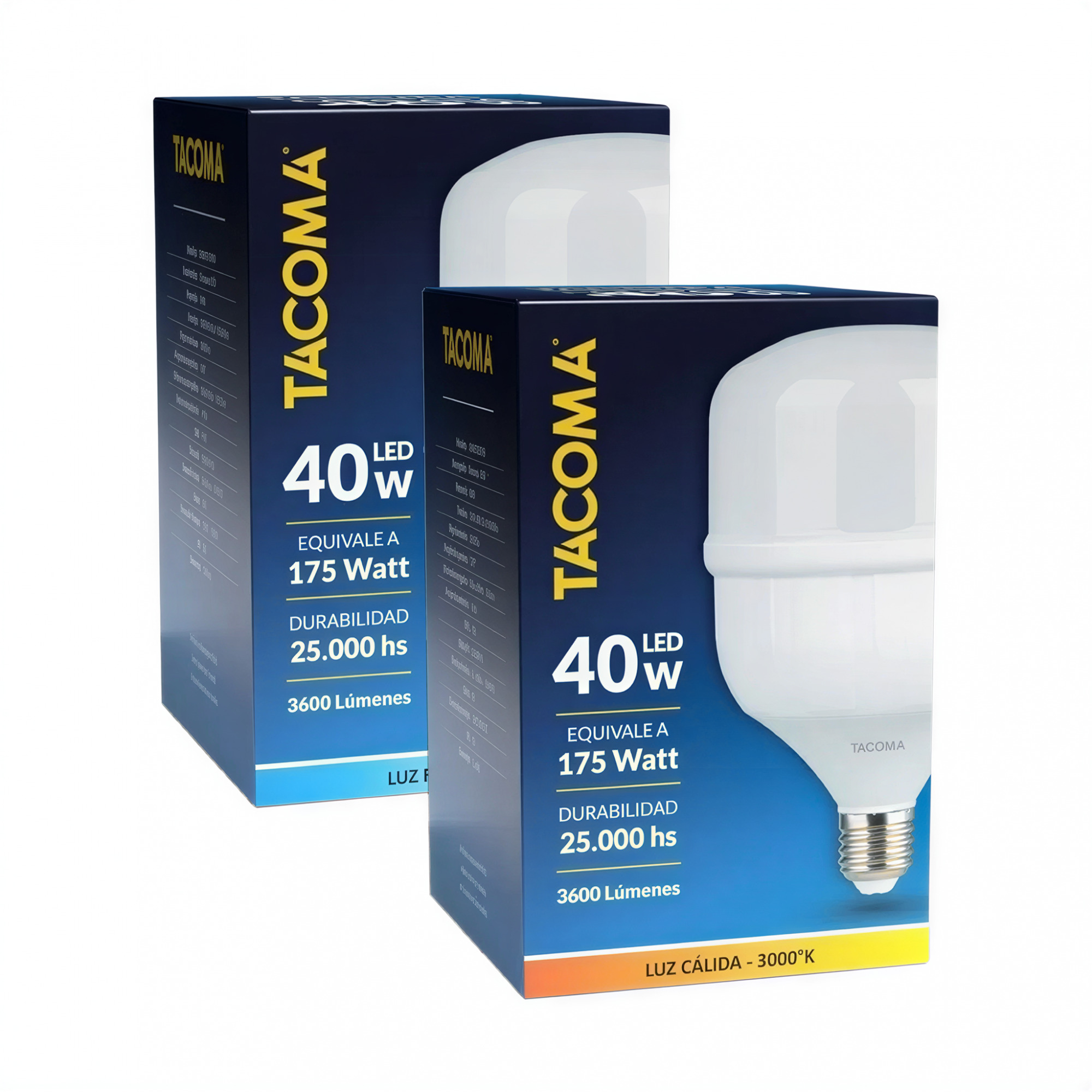 lampara alta potencia led 40w 6000k luz dia e27 3200lm