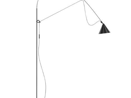 LAMPARA DE PIE GARZA LED 6W 3000K NEGRO PANTALLA METAL CONICA