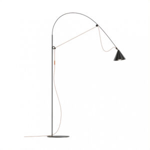 lampara de pie garza led 6w 3000k negro pantalla metal conica