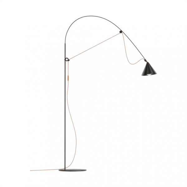lampara de pie garza led 6w 3000k negro pantalla metal conica lampara de pie garza led 6w 3000k negro pantalla metal conica