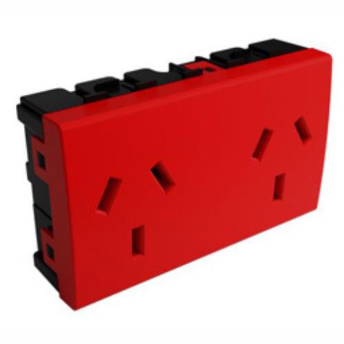 TOMA DOBLE PARA TENSION ESTABILIZADA 10A ROJO