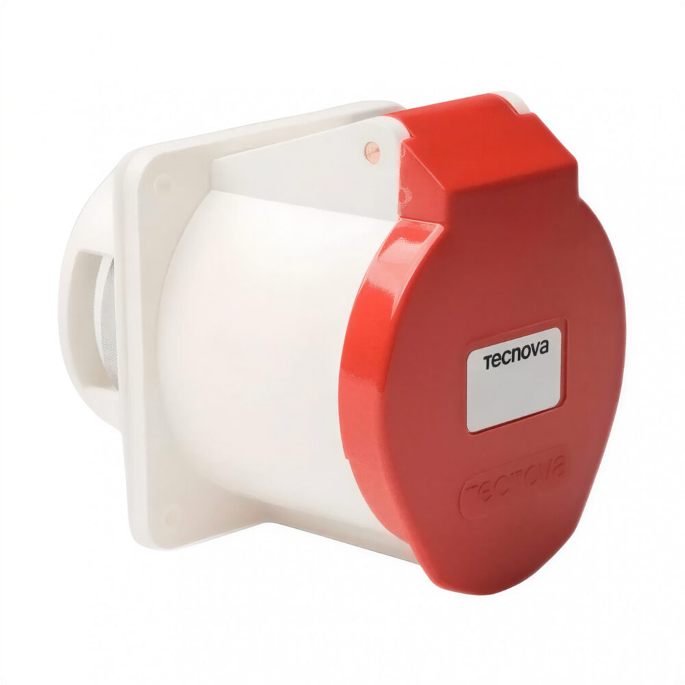 37043 toma para embutir fija ip44 32a 3 polos + tierra 380v