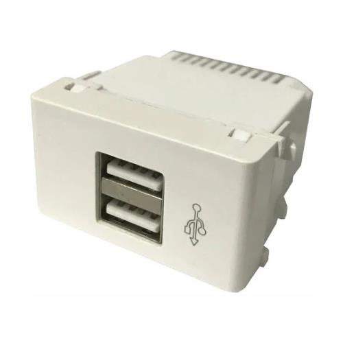 MODULO CARGADOR USB 2A DOBLE DUNA BLANCO