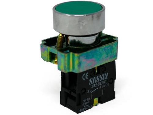 PULSADOR METALICO RASANTE VERDE