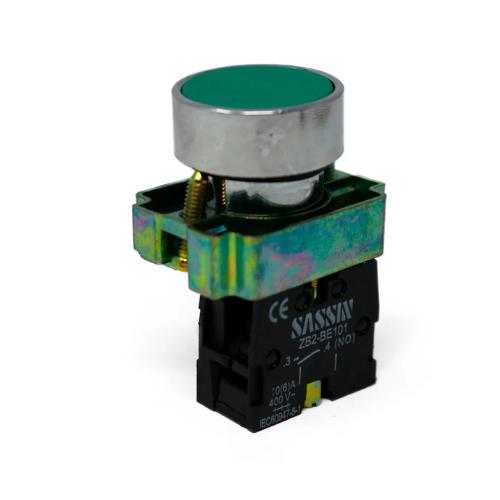 PULSADOR METALICO RASANTE VERDE