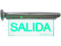 SEÑALIZADOR LED HOMBRE FLECHA ESCALERA ASCENDENTE-LETRA VERDE FONDO TRANSPARENTE