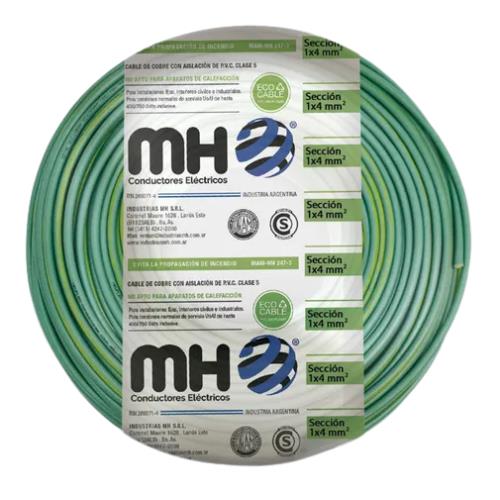 Cable Unipolar 4 mm - Verde/Amarillo - Por Metro