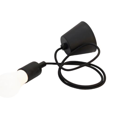 99088-COLGANTE-SILICONADO-40W-E27-NEGRO Portalámparas Colgante Siliconado E27 Negro 40W