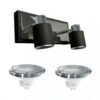 pack x 4 aplique de pared 2 luces negro + 8 lampara gu10 calida